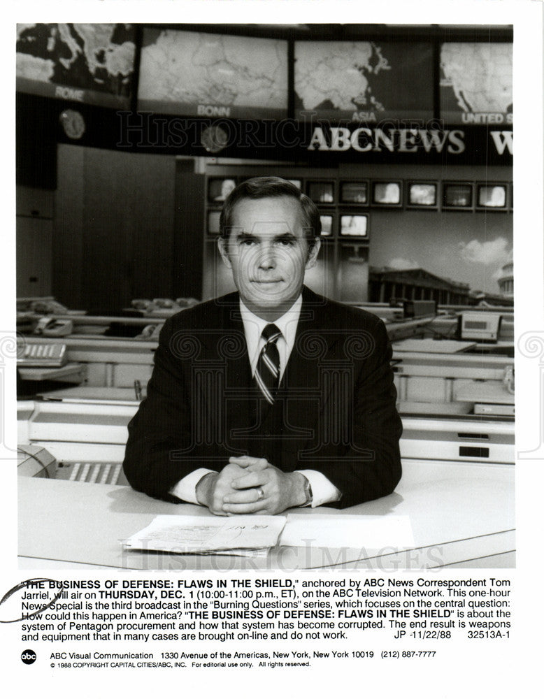 1990 Press Photo Tom Jarriel Burning Questions ABC TV - Historic Images
