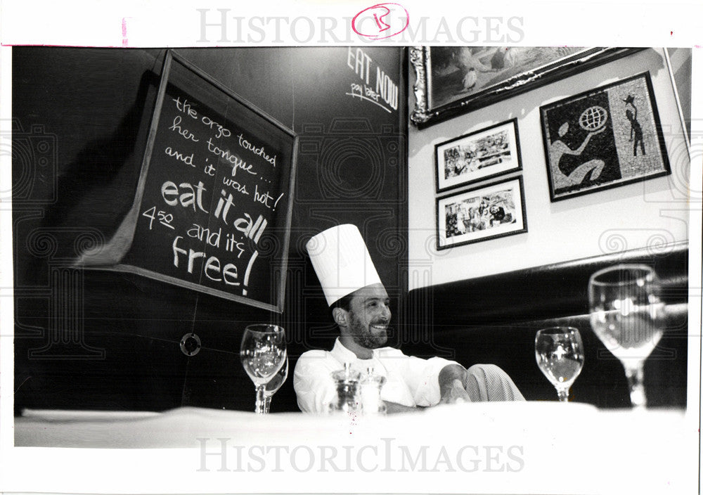 1990 Press Photo Ed Janos Too Chez Executive chef food - Historic Images