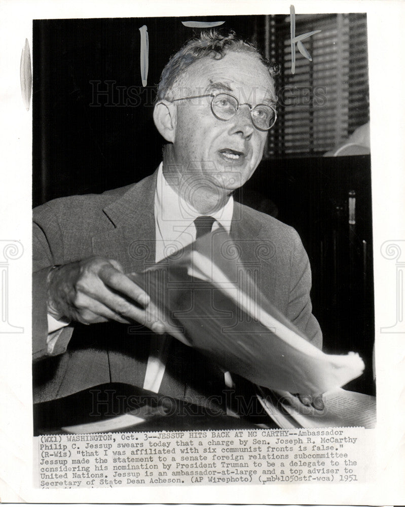 1951 Press Photo Philip Caryl Jessup diplomat jurist - Historic Images