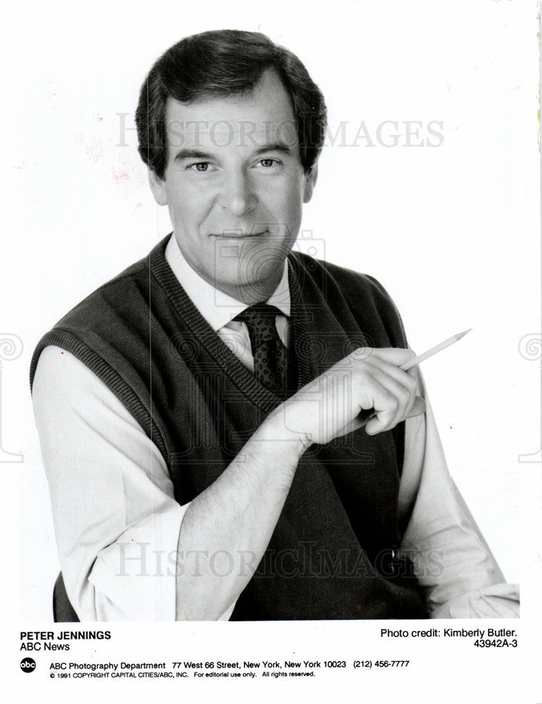 1991 Press Photo Peter Jennings ABC News journalist - Historic Images