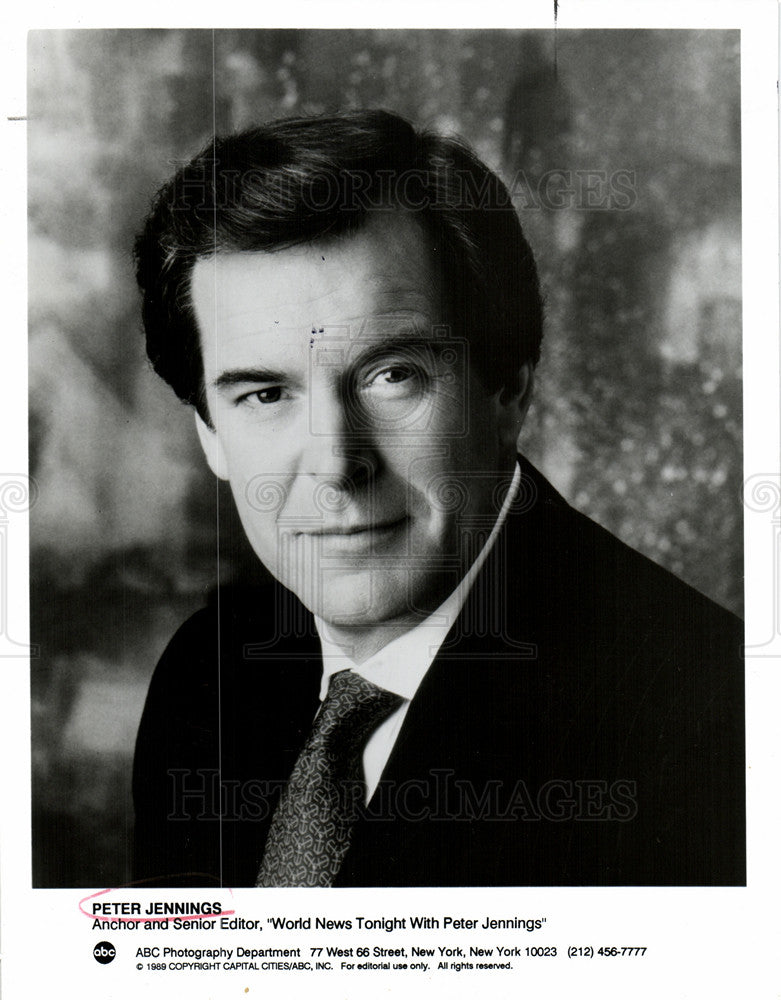 1989 Press Photo PETER JENNINGS Anchor ABC World News - Historic Images