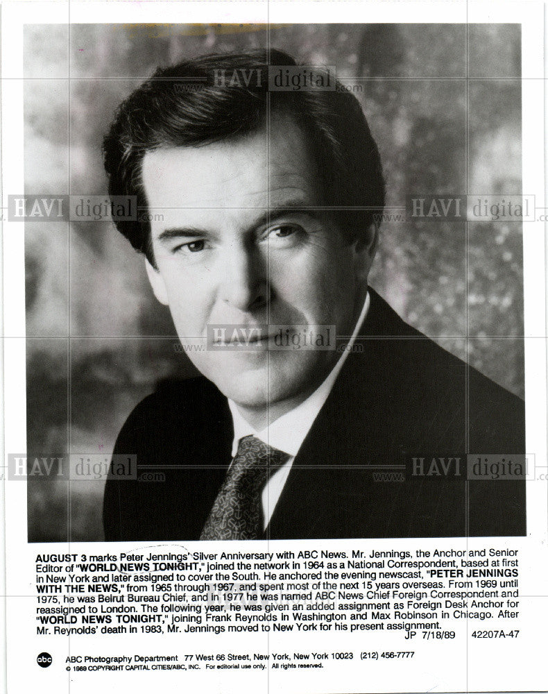 1989 Press Photo Peter Jennings Anchor Journalist News - Historic Images