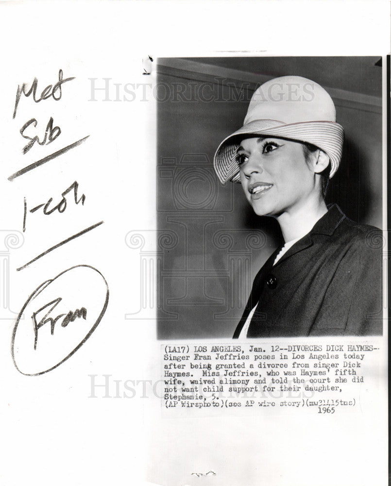 1965 Press Photo Fran Jeffries American singer actress - Historic Images