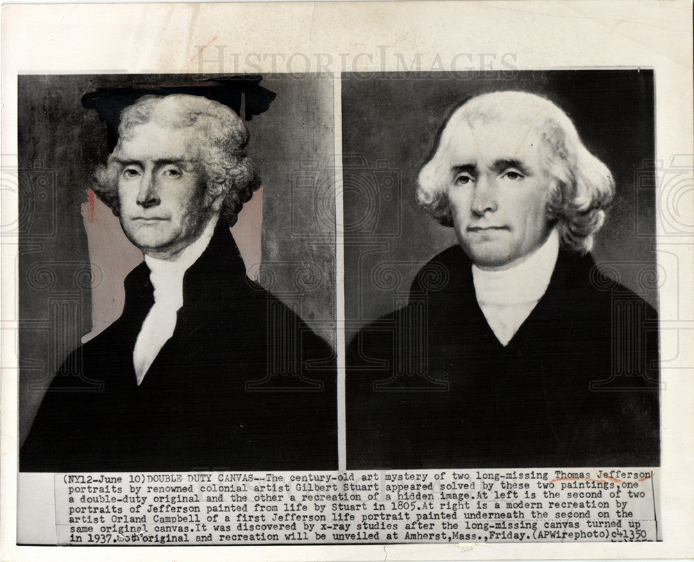 1959 Press Photo Thomas Jefferson portraits unveiled - Historic Images