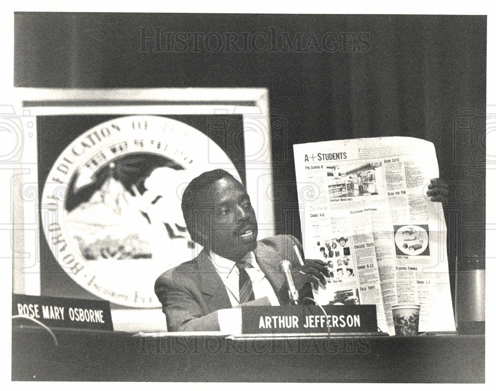 1987 Press Photo Detroit School Board Arthur Jefferson - Historic Images