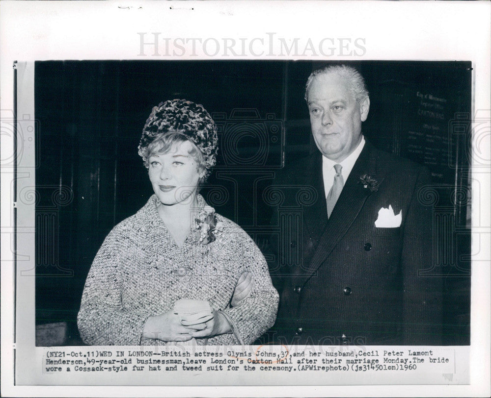 1960 Press Photo Glynis Johns-actress-and her husband - Historic Images