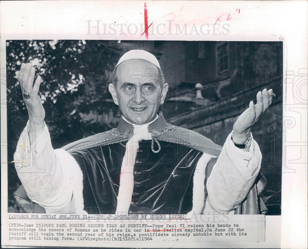 1964 Press Photo Pope Paul VI - Historic Images