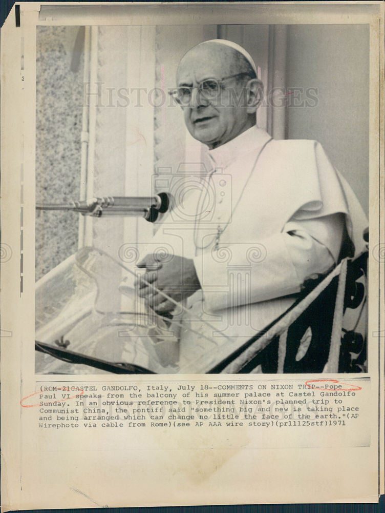 1971 Press Photo Pope Paul VI - Historic Images