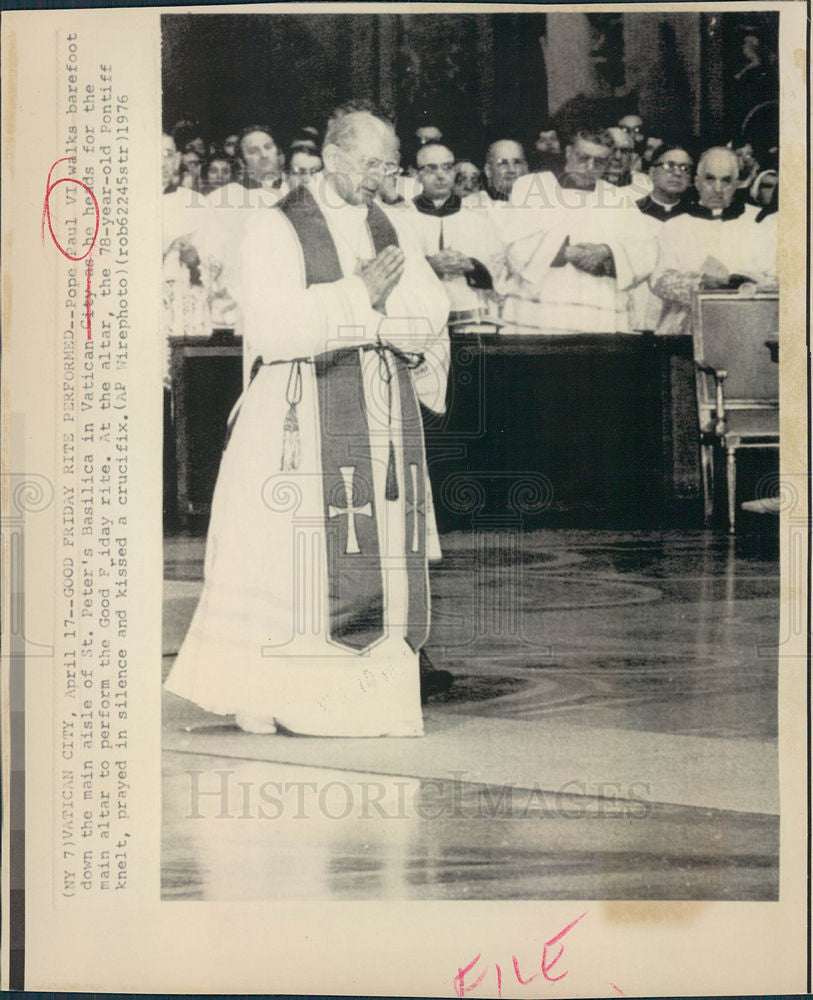 1976 Press Photo Pope Paul VI, Vatican City - Historic Images