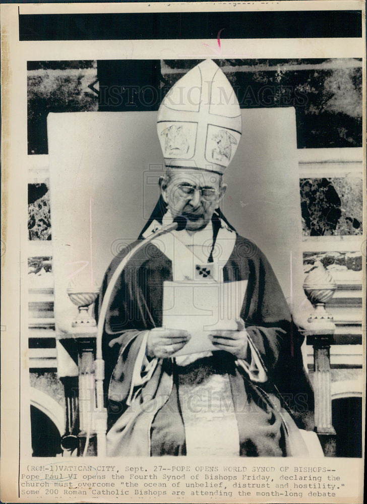 Press Photo Pope Paul VI Catholic Church Vatican - Historic Images