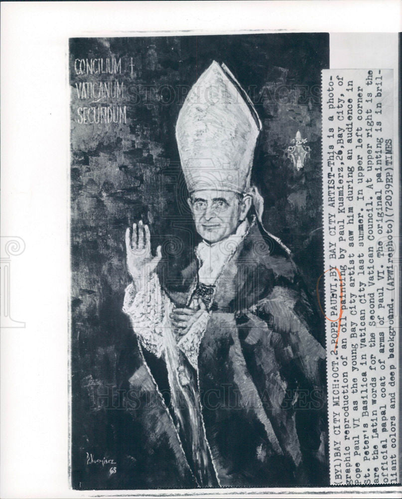 1965 Press Photo Pope Paul VI priest oil painting - Historic Images