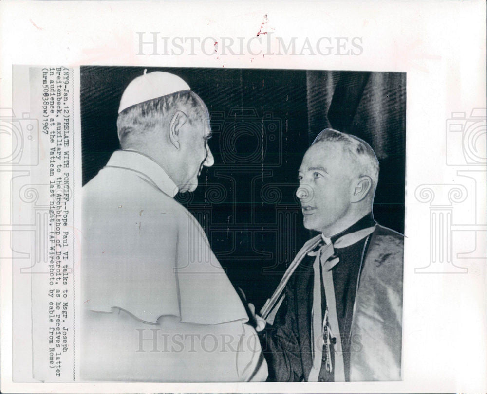 1967 Press Photo Pope Paul VI Joseph Breitenbeck Rome - Historic Images