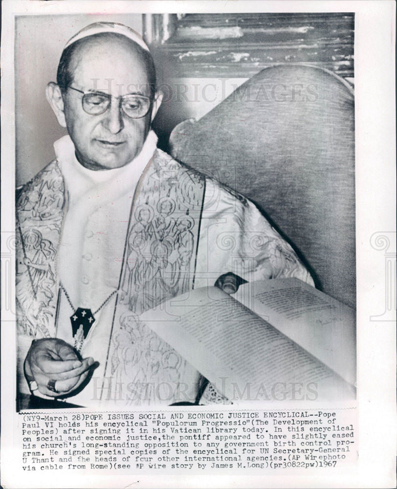 1967 Press Photo Pope Paul VI - Historic Images