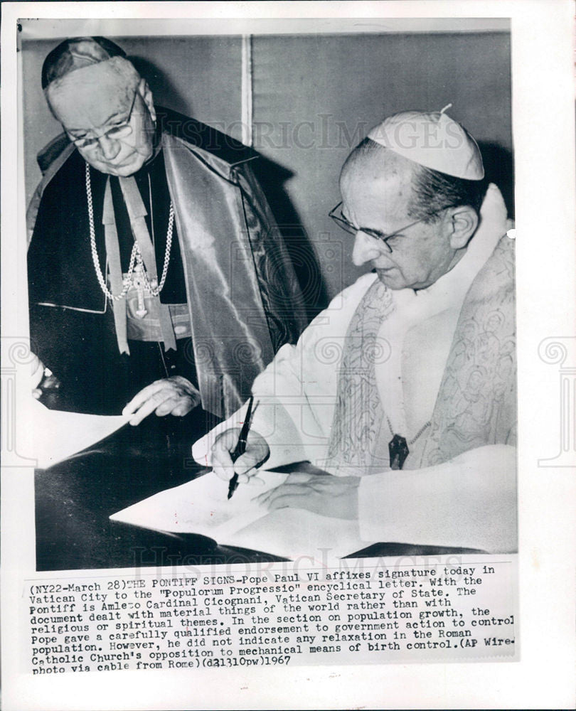 1967 Press Photo Pope Paul VI New York - Historic Images