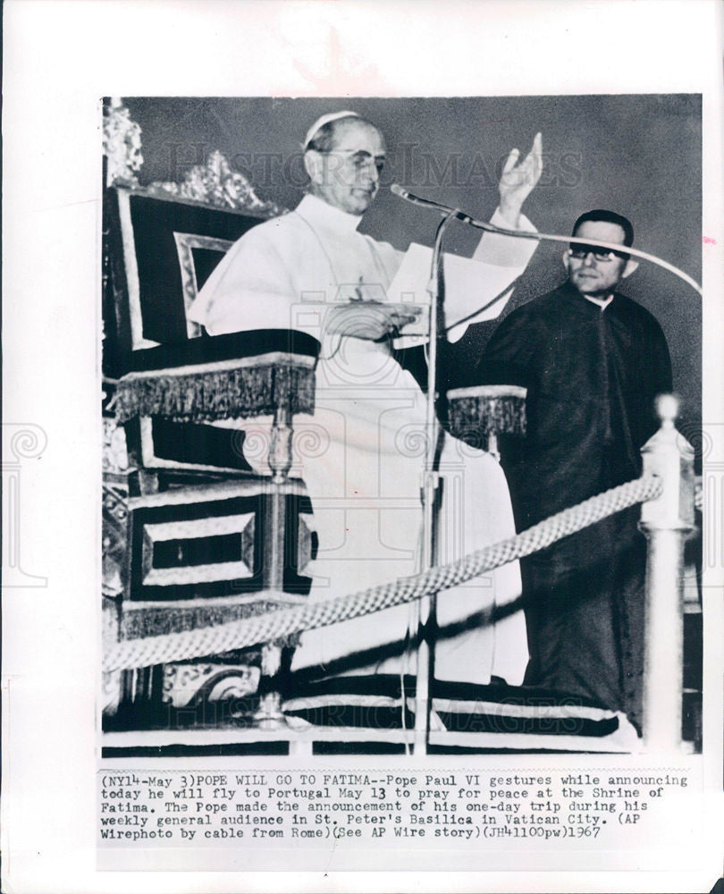 1967 Press Photo Pope Paul VI Catholic Church Vatican - Historic Images