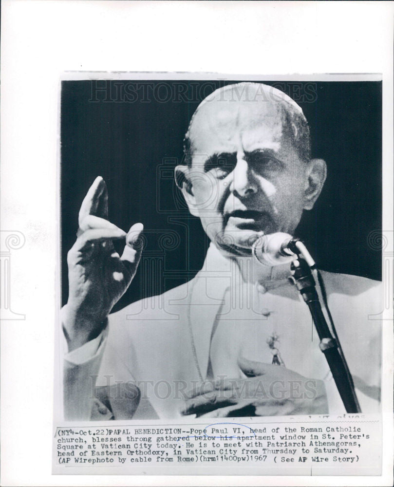 1967 Press Photo Pope Paul VI St. Peter&#39;s Square throng - Historic Images