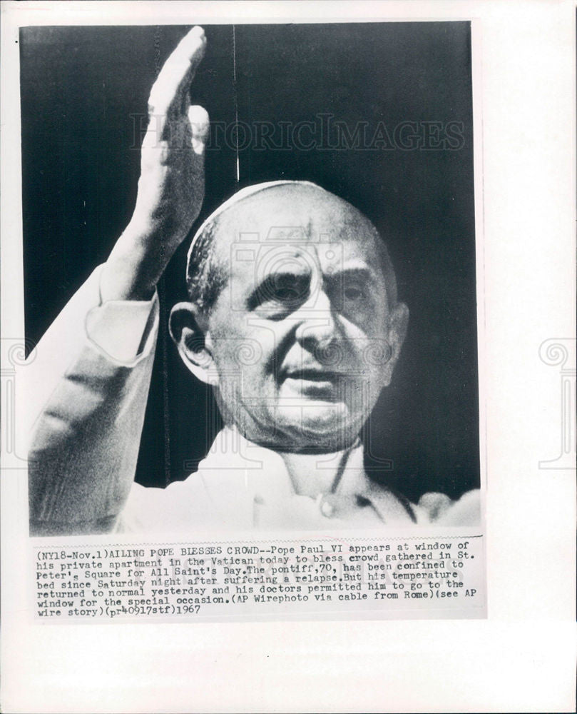 1967 Press Photo Pope Paul VI - Historic Images