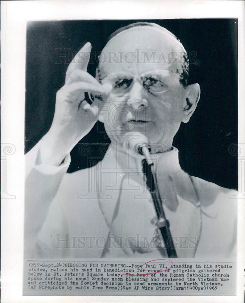 1967 Press Photo Pope John Paul VI - Historic Images