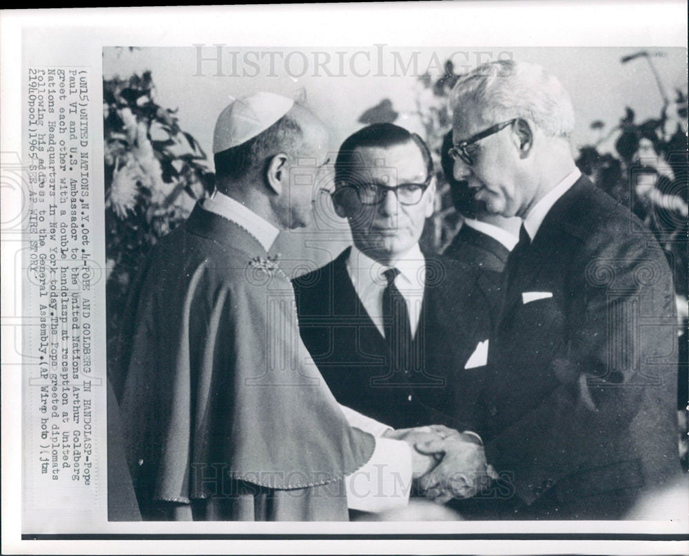 1965 Press Photo Pope Paul VI Arthur Goldber UN HQ NY - Historic Images