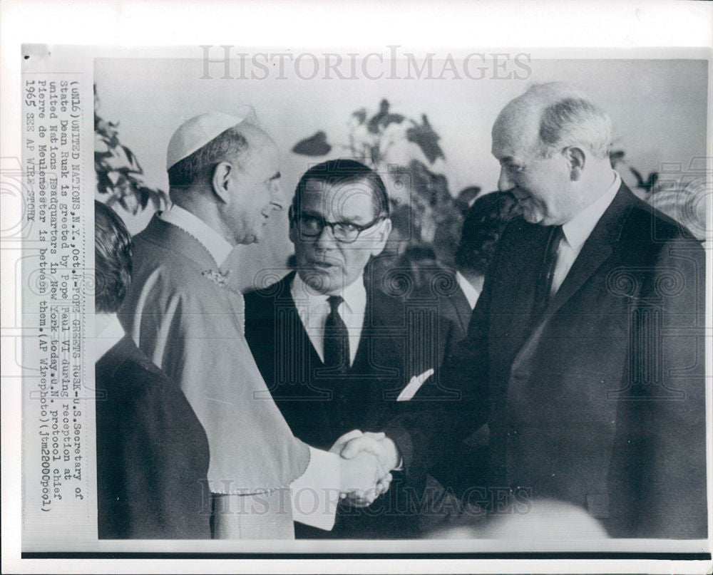 1965 Press Photo Pope Paul VI met with Dean Rusk - Historic Images