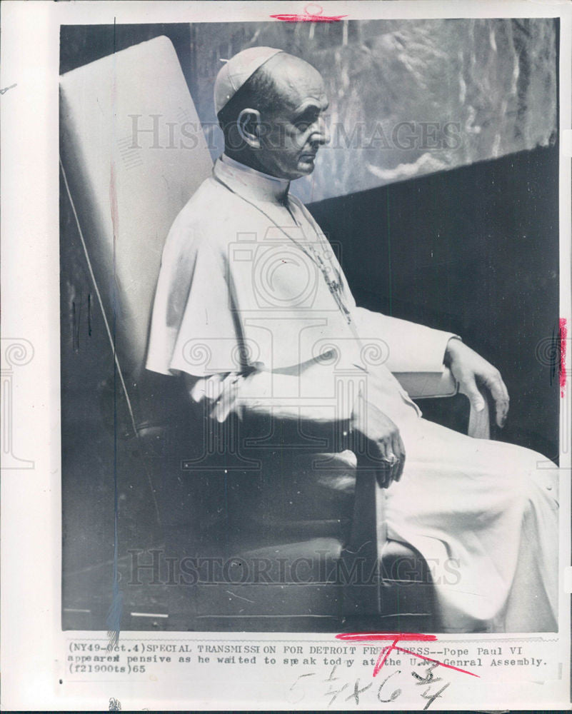 1965 Press Photo Pope Paul VI Catholic Church Vatican - Historic Images