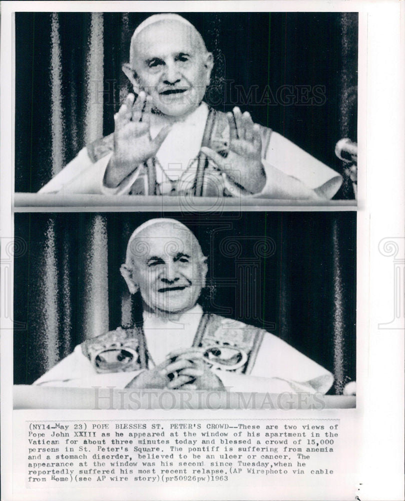 1963 Press Photo Pope John XXIII Catholic Church Rome - Historic Images