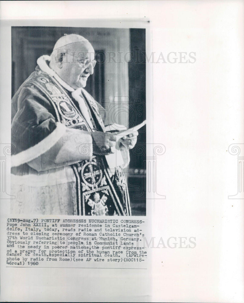 1960 Press Photo Pope John XXIII Catholic 37th Congress - Historic Images