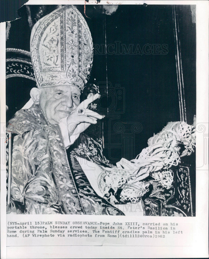 1962 Press Photo Pope John XXIII Palm Sunday - Historic Images