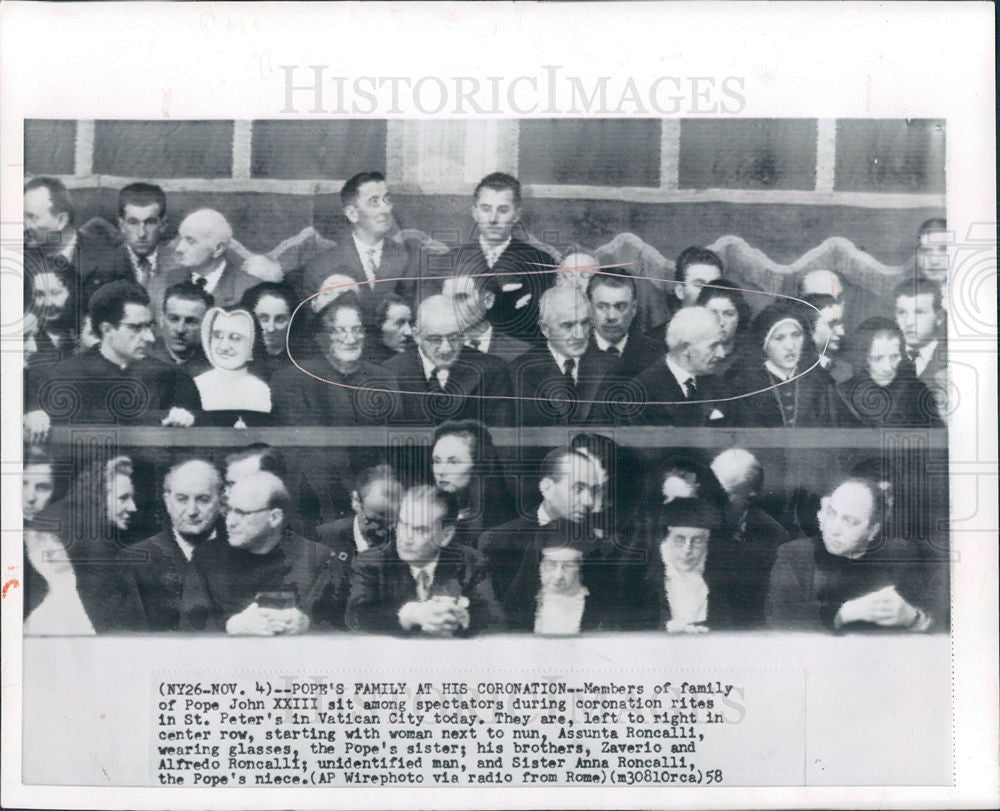 1958 Press Photo John XXIII Pope - Historic Images