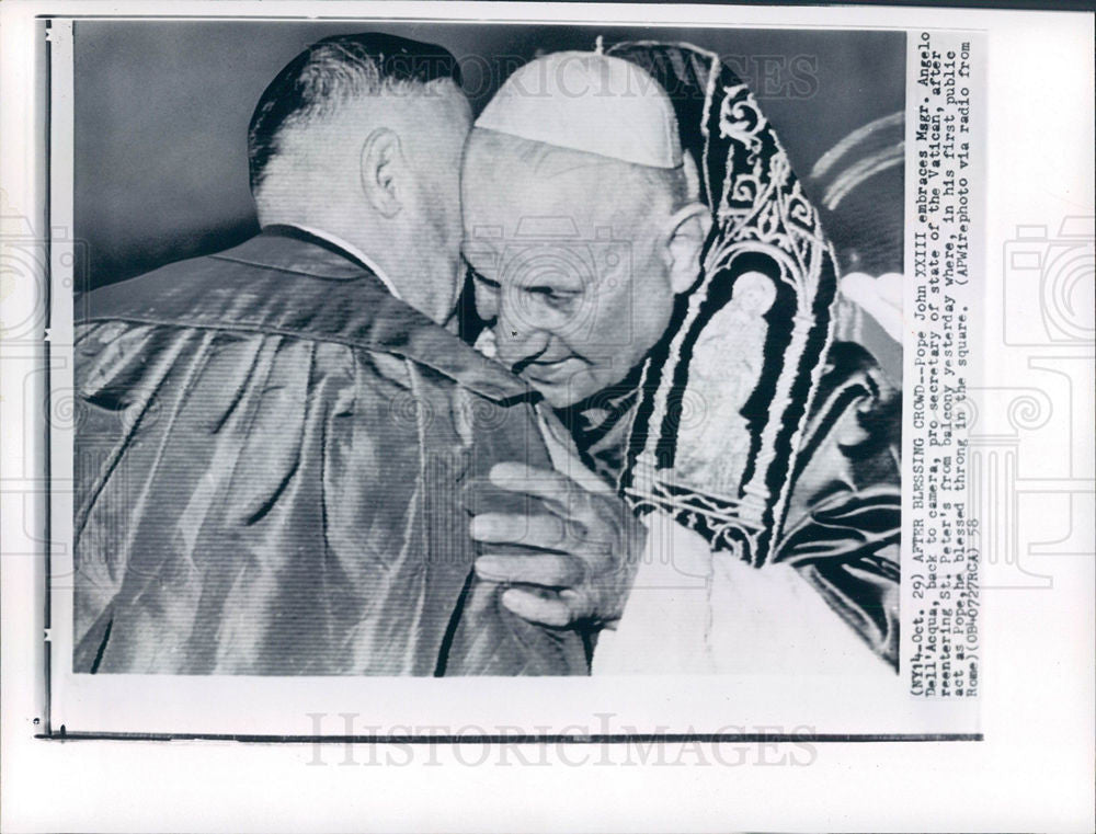 1958 Press Photo Pope John XXIII Angelo Dell St Peter&#39;s - Historic Images