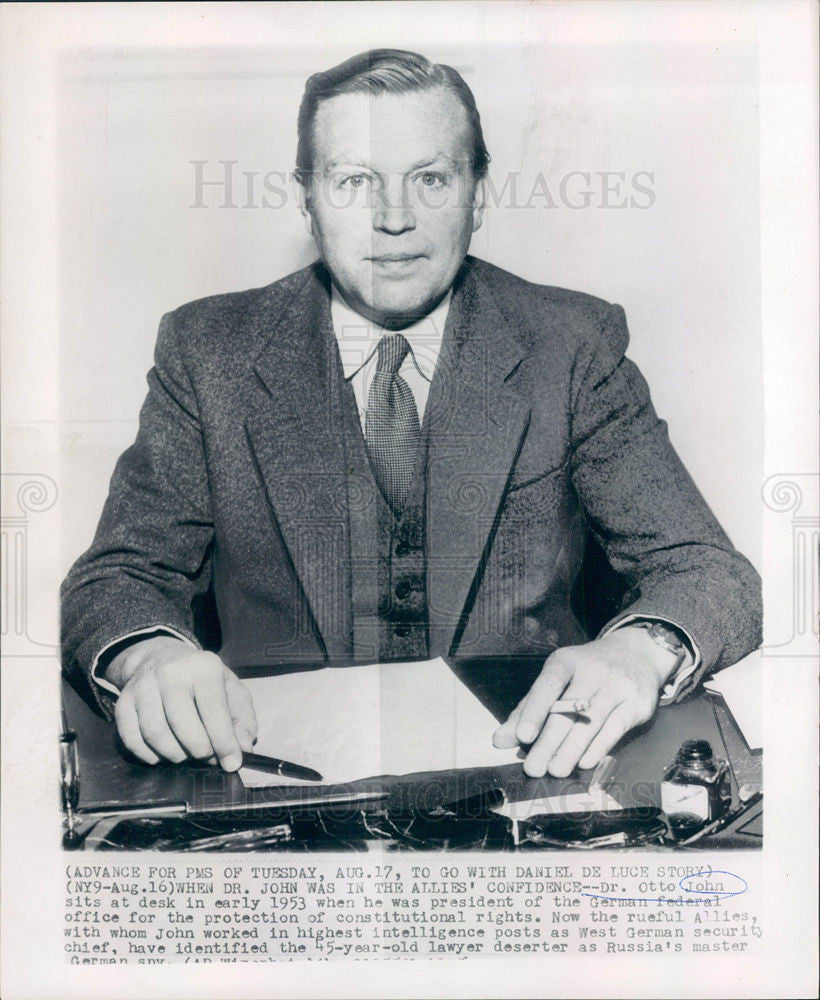 1954 Press Photo Otto John West German Federal Office - Historic Images