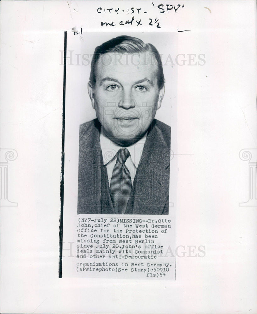 1954 Press Photo Otto John West German Federal Office - Historic Images