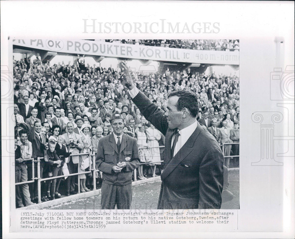 1959 Press Photo wrestling, Imgemar Johansson - Historic Images