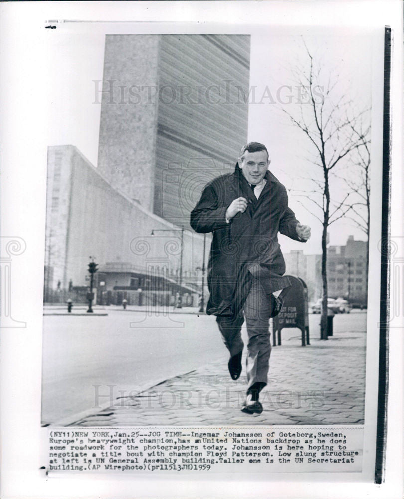 1959 Press Photo Ingemar Johansson Sweden Title Bout - Historic Images