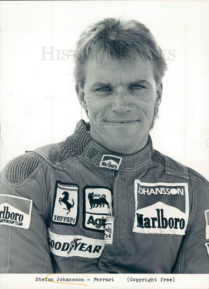 1987 Press Photo Stefan Johansson Formula One - Historic Images