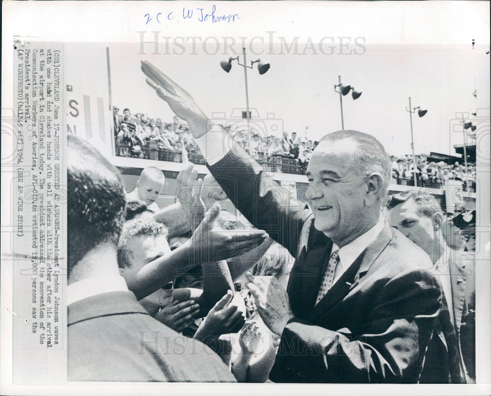 1964 Press Photo President Lyndon Johnson Cleveland - Historic Images