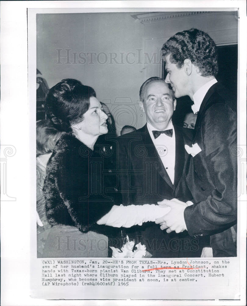 1965 Press Photo Lady Bird Johnson Van Cliburn Humphrey - Historic Images