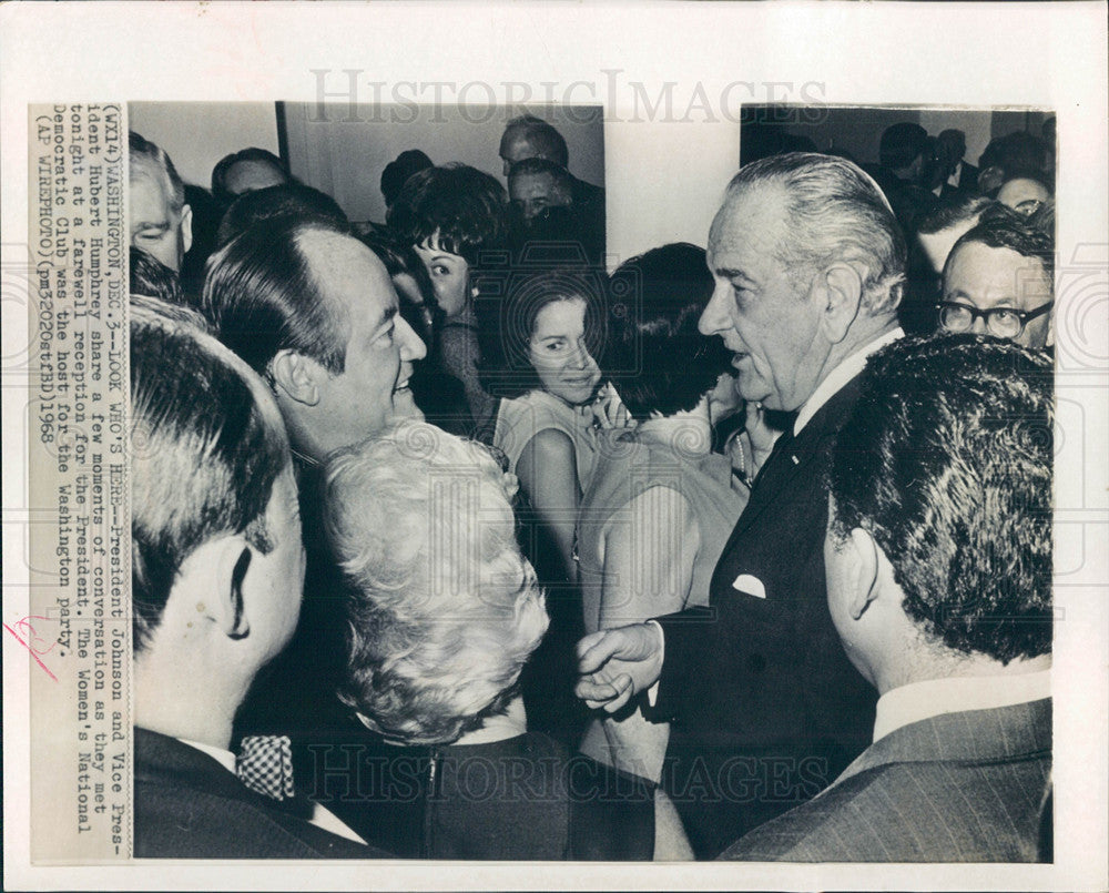 1968 Press Photo Lyndon Johnson Hubert Humphrey - Historic Images