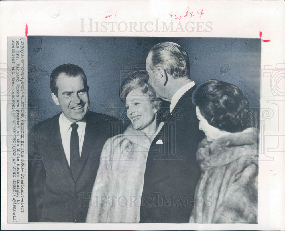 1968 Press Photo Nixons Johnsons White House Washington - Historic Images