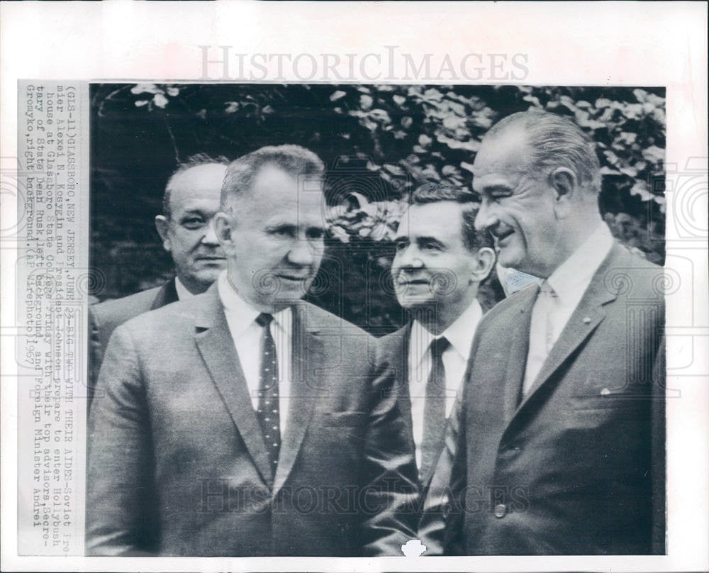 1967 Press Photo Alexei Kosygin President Johnson - Historic Images