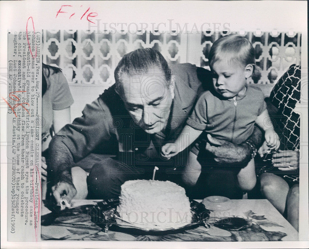 1968 Press Photo President LYNDON JOHNSON birthday - Historic Images