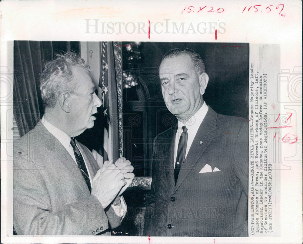 1959 Press Photo Lyndon Johnson Everett Dirksen - Historic Images