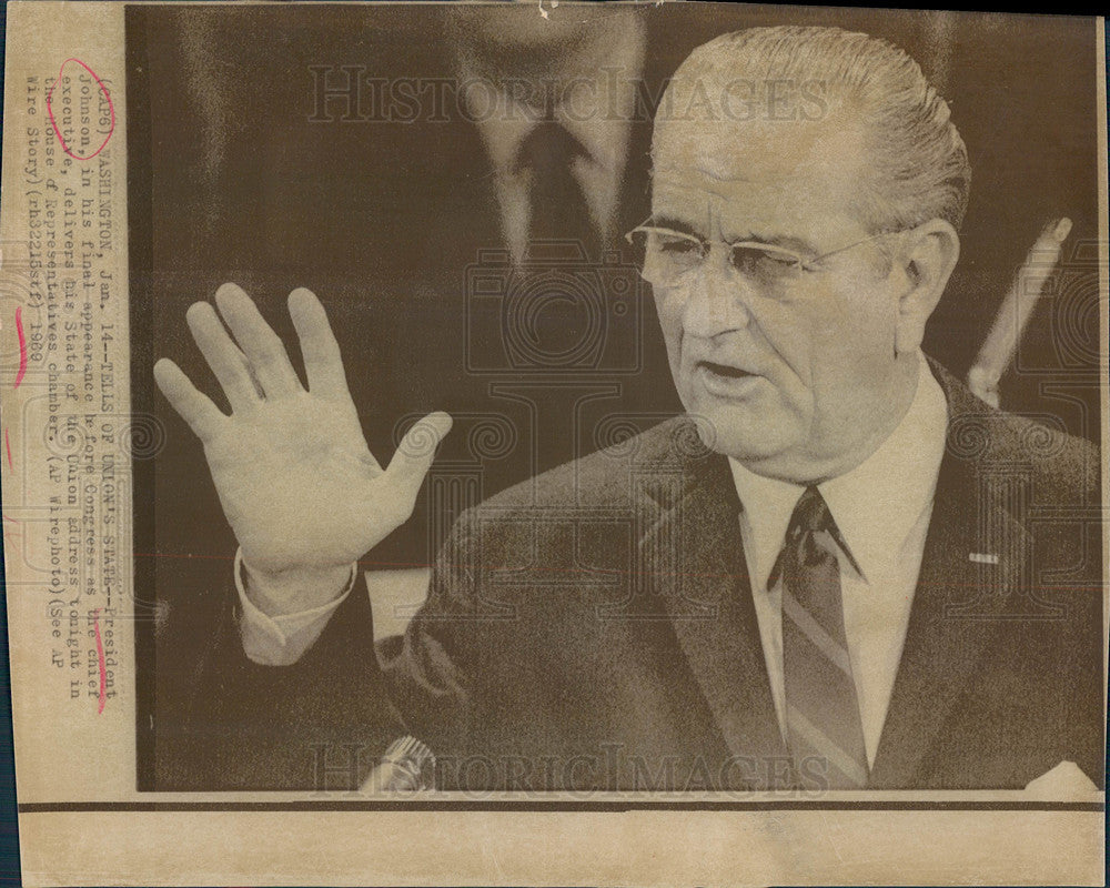 1969 Press Photo Lyndon Johnson former president - Historic Images