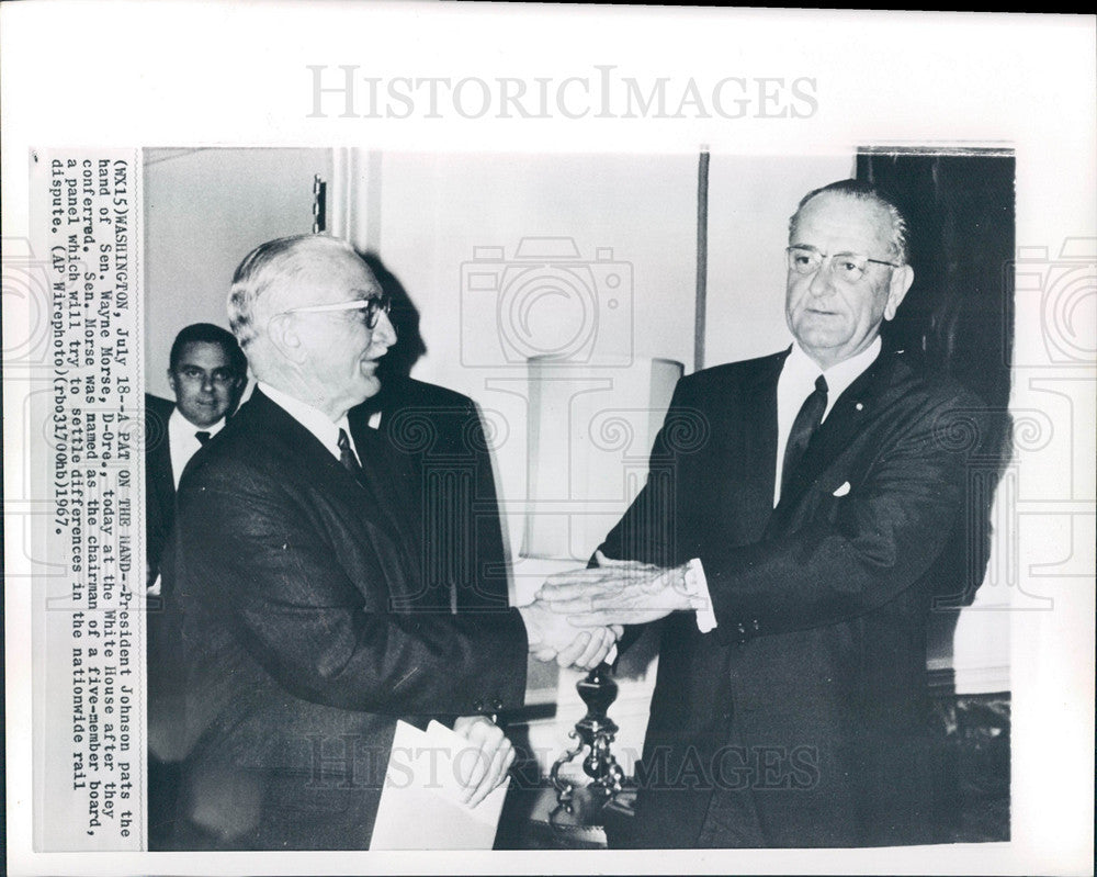 1967 Press Photo President Johnson, Sen.Wayne Morse - Historic Images