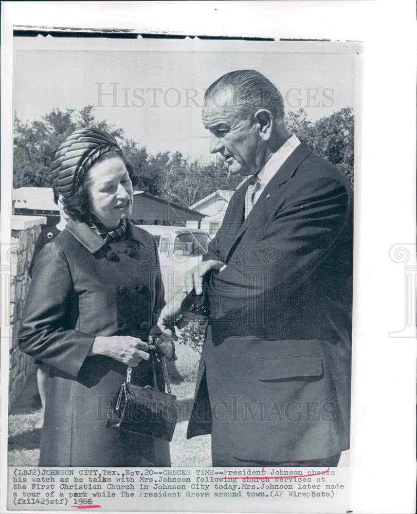 1966 Press Photo Lyndon B. Johnson Claudia Johnson time - Historic Images