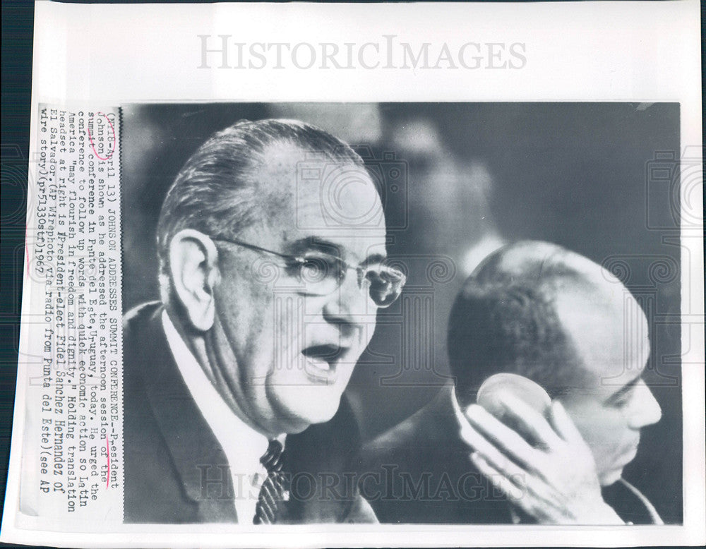 1967 Press Photo LBJ conference Uruguay Fidel Hernandez - Historic Images