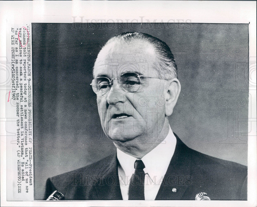 1967 Press Photo President Johnson news conference LBJ - Historic Images