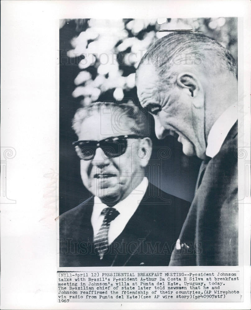 1967 Press Photo Presidents Johnson Da Costa E Silva - Historic Images