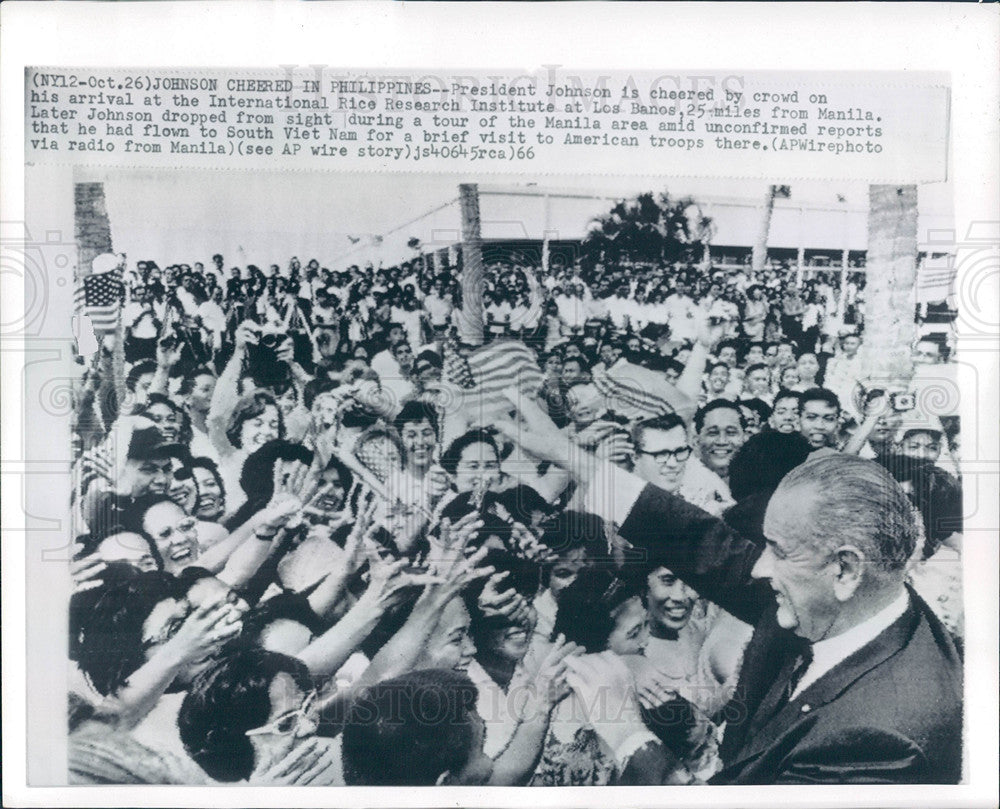 1966 Press Photo lyndon johnson los banos manila - Historic Images