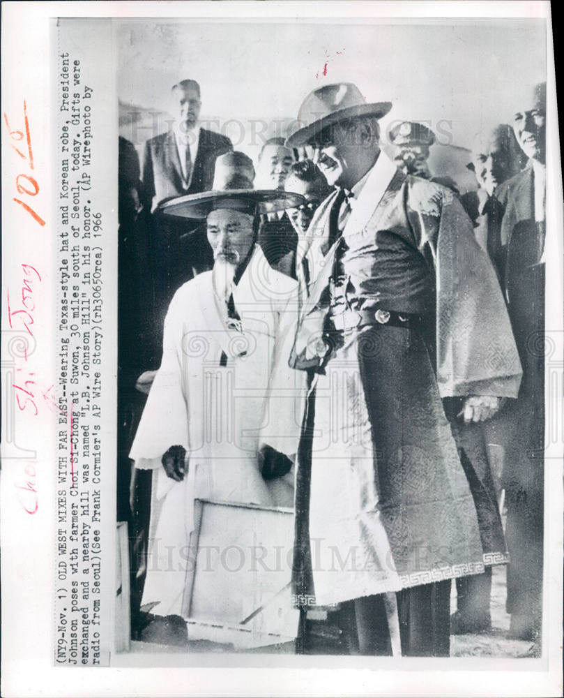 1966 Press Photo Lyndon B. Johnson 36th President U.S. - Historic Images